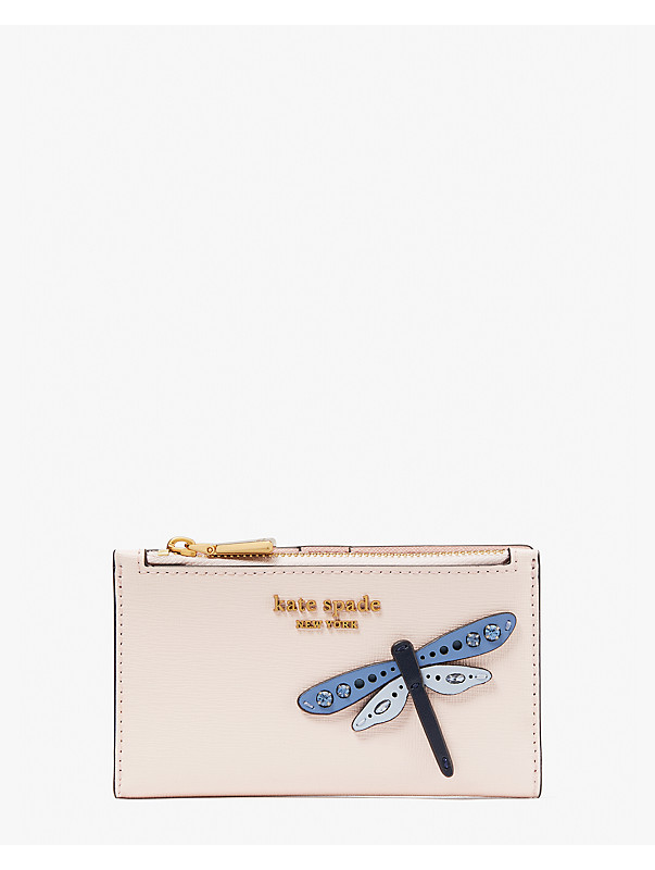 Dragonfly Embellished Small Slim Bifold Wallet, , rr_large