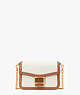 Kate Spade,Katy Colorblocked Textured Leather Flap Chain Crossbody,Halo White Multi