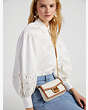 Kate Spade,Katy Colorblocked Textured Leather Flap Chain Crossbody,Halo White Multi