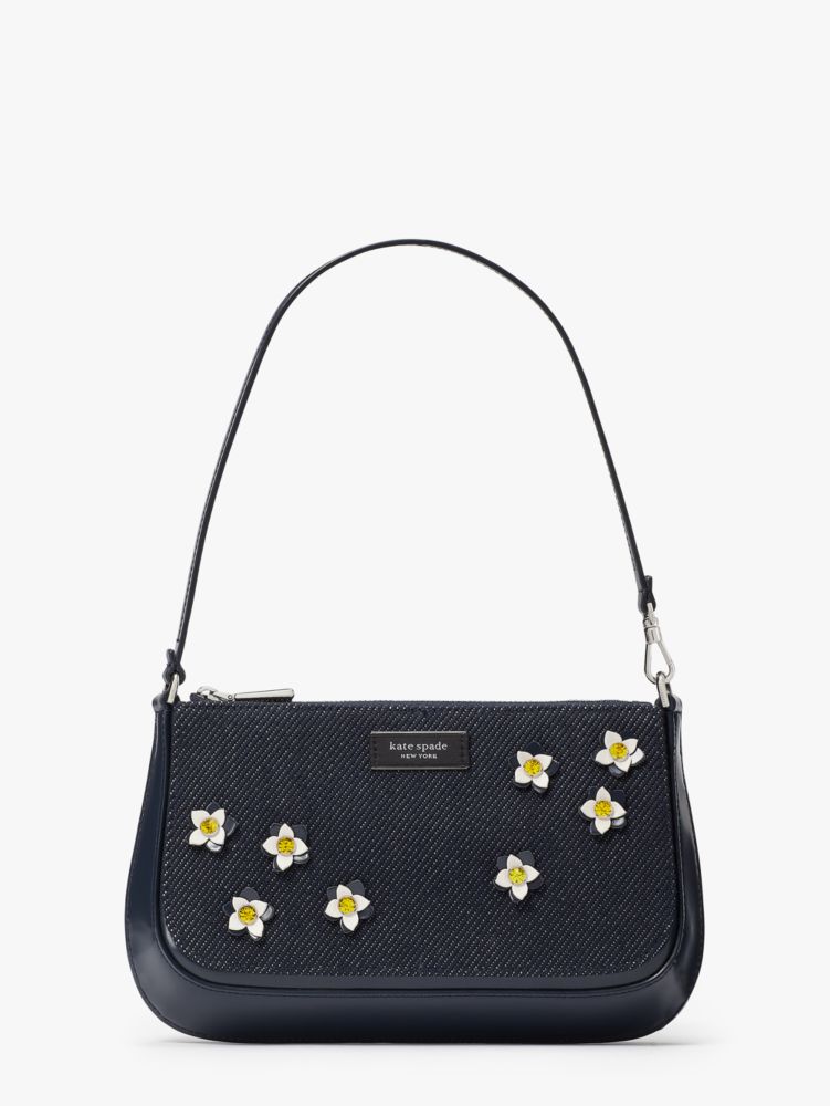 Kate Spade Sam Icon Floral Embellished Denim Mini Pochette, Indigo