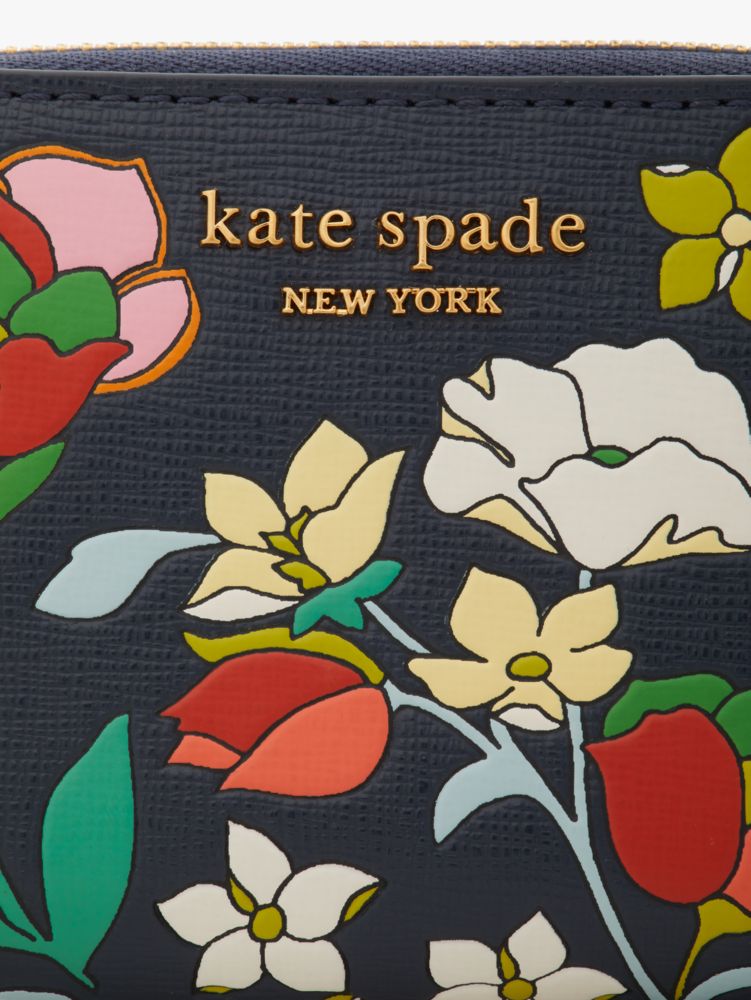  Kate Spade New York Morgan Flower Bed Embossed Saffiano Leather  Zip Around Continental Wallet Blazer Blue Multi One Size : Clothing, Shoes  & Jewelry