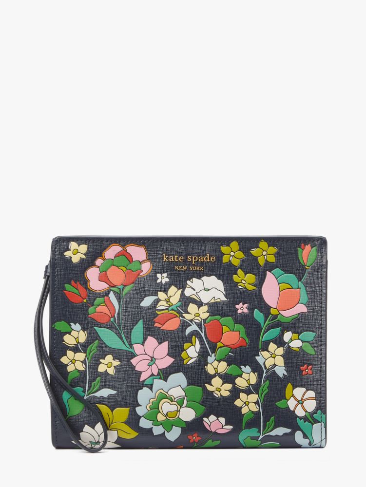 Morgan Flower Bed Embossed Gusseted Wristlet