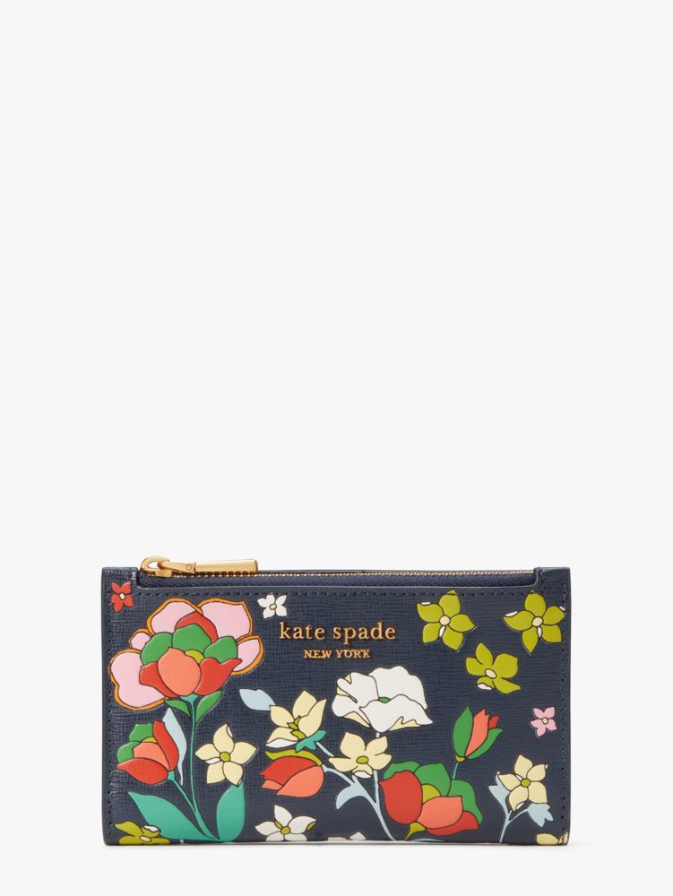 Morgan Flower Bed Embossed Small Slim Bifold Wallet | Kate Spade UK