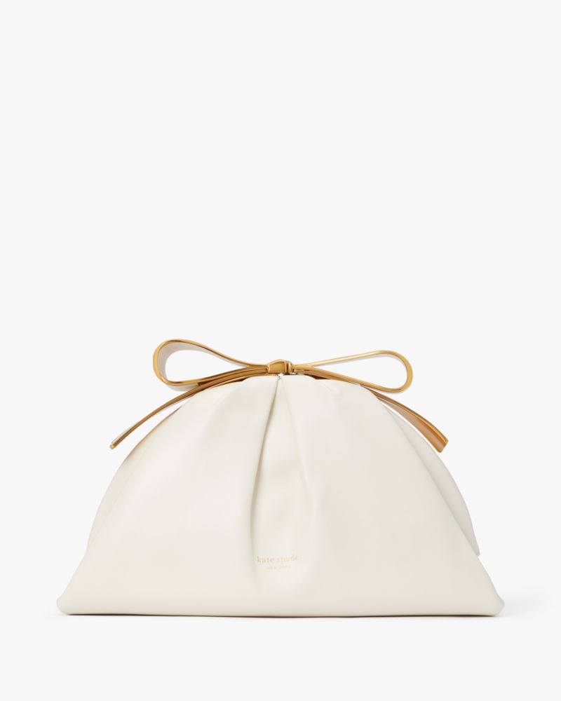 Kate Spade Bow Frame Clutch In Cream