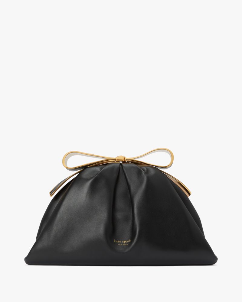 Kate Spade Bow Frame Clutch In Black