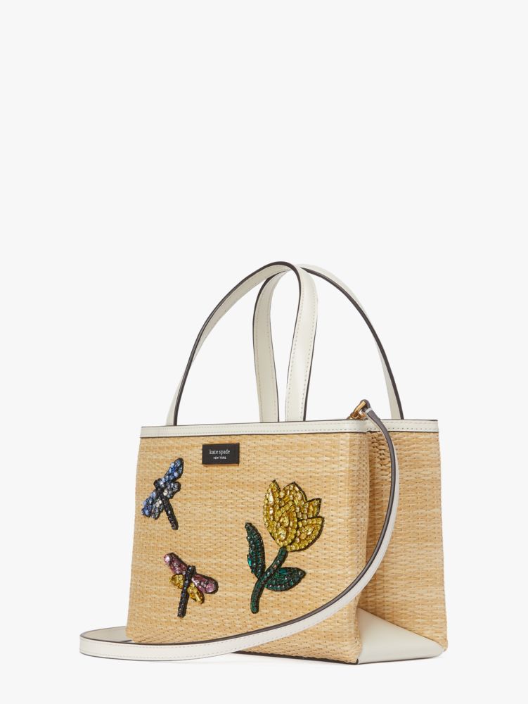 Sam Icon Dragonfly Embellished Straw Small Tote | Kate Spade New York
