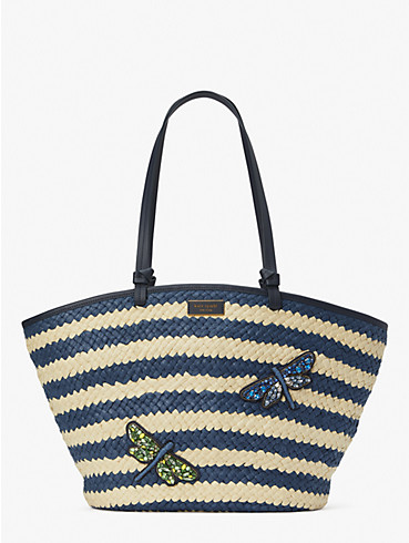 Shore Thing Embellished Striped Straw Large Tote, , rr_productgrid