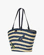 Shore Thing Embellished Striped Straw Large Tote, , Product