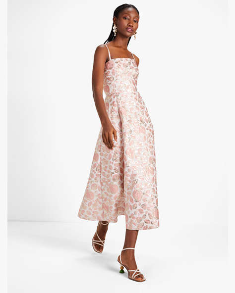 Floral Bud Kleid Aus Brokat, Rosebud Pink, ProductTile