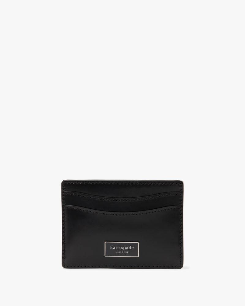 Shop Kate Spade Sam Icon Leather Cardholder In Black