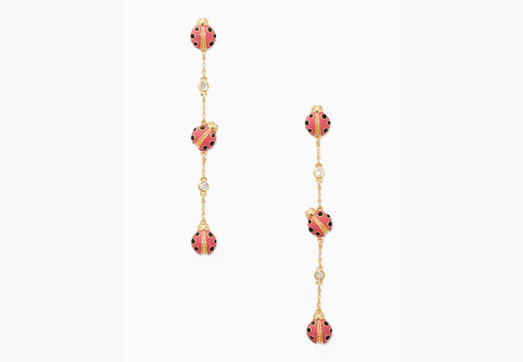 Ladybug Linear Earrings, Pink Multi, Product image number 0