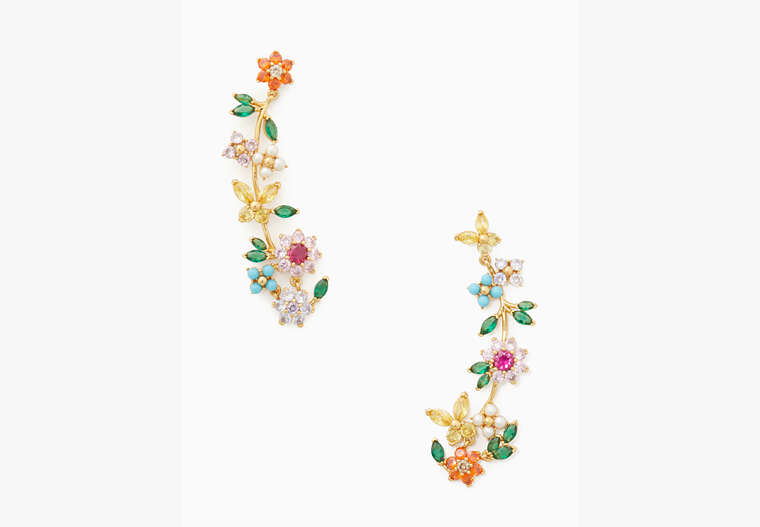 New Bloom Flower Linear Earrings, Multi, Product image number 0