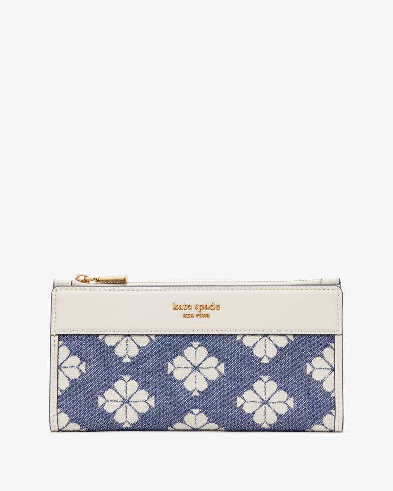 Kate Spade Spade Flower Two-tone Canvas Zip Slim Wallet. 1