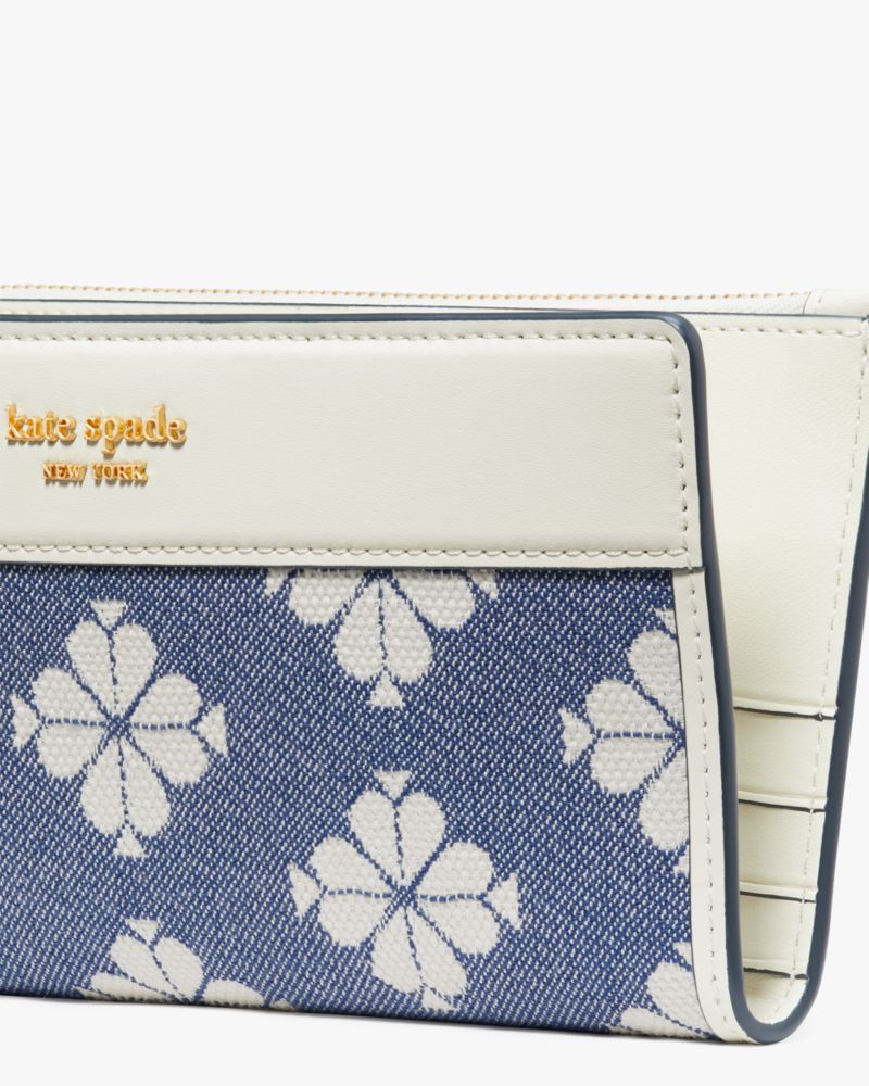 Kate Spade Spade Flower Two-tone Canvas Zip Slim Wallet. 4