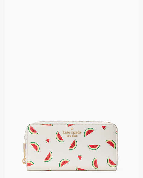 Kate Spade,Staci Watermelon Party Large Continental Wallet,Cream Multi