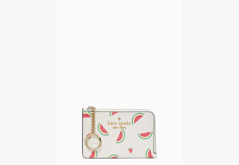 Staci Watermelon Party Medium L-zip Card Holder, Cream Multi, Product image number 0