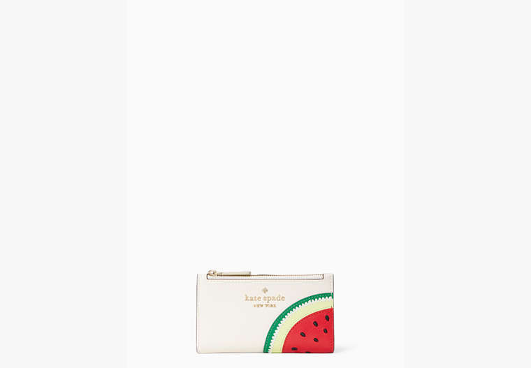 Kate Spade,Watermelon Small Slim Bifold Wallet,Cream Multi image number 0