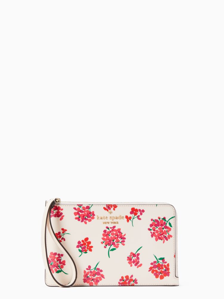 Staci Floral Medium L Zip Wristlet, Fresh Peach Multi, Product image number 0