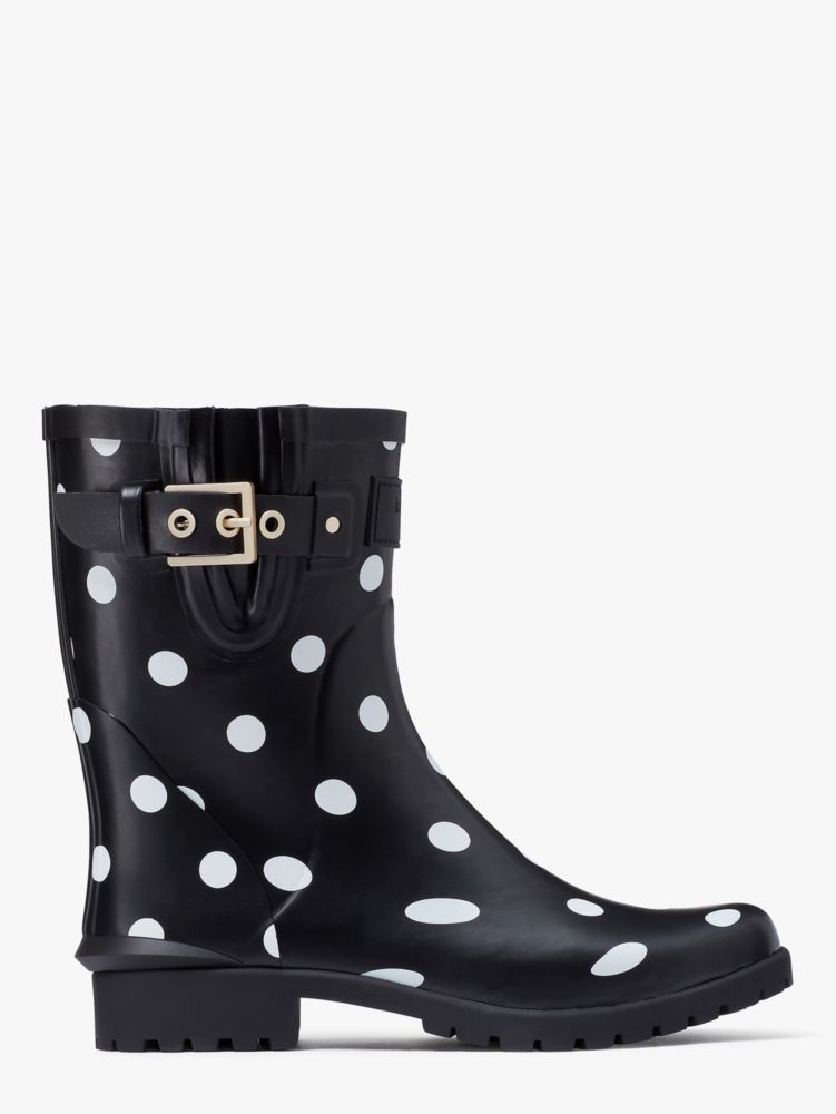 Kate Spade Carina Rain Boots In Black/cream | ModeSens