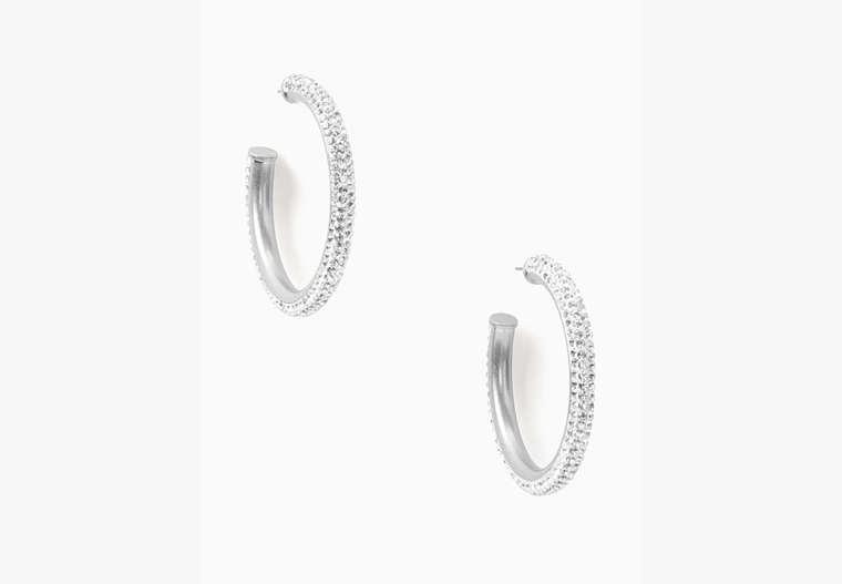 Kate Spade,razzle dazzle hoops,Clear/Silver image number 0