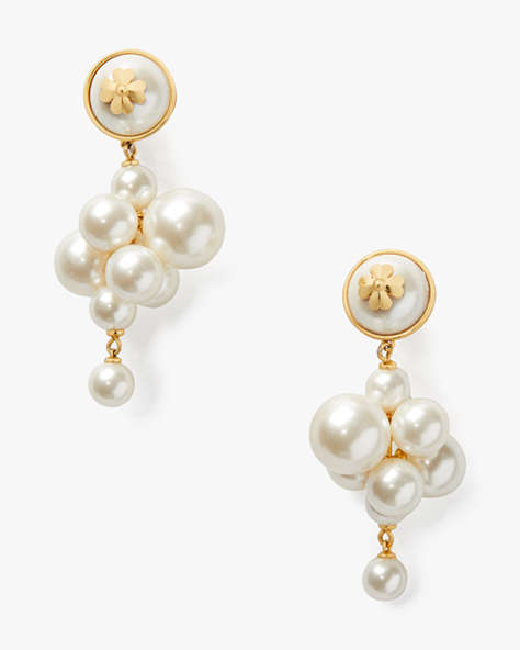 Pearls On Pearls Cluster Drop Earrings, Cream/Gold, ProductTile