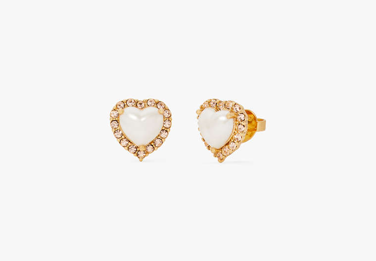 My Love Heart Studs, Cream/Gold, Product