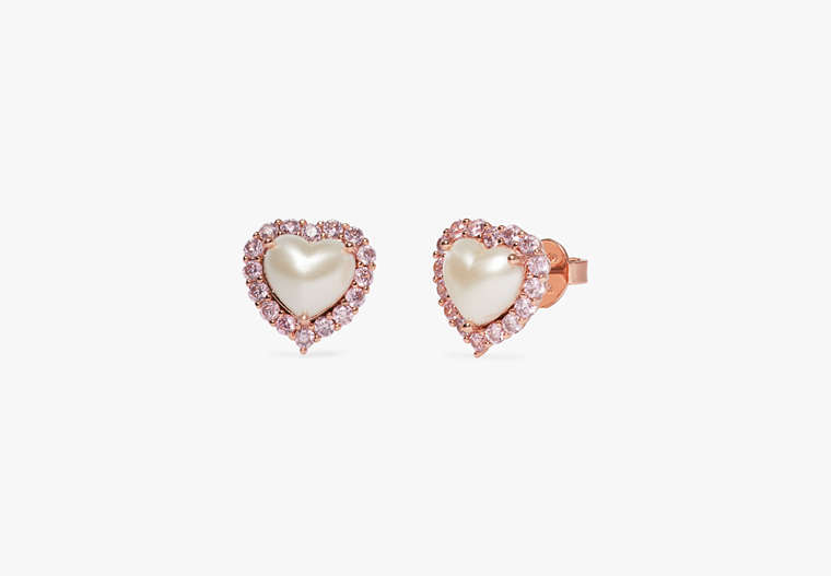 My Love Heart Studs, Cream/Rose Gold, Product