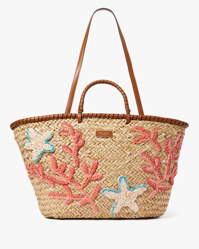 Kate Spade What The Shell Embellished Straw Large Tote