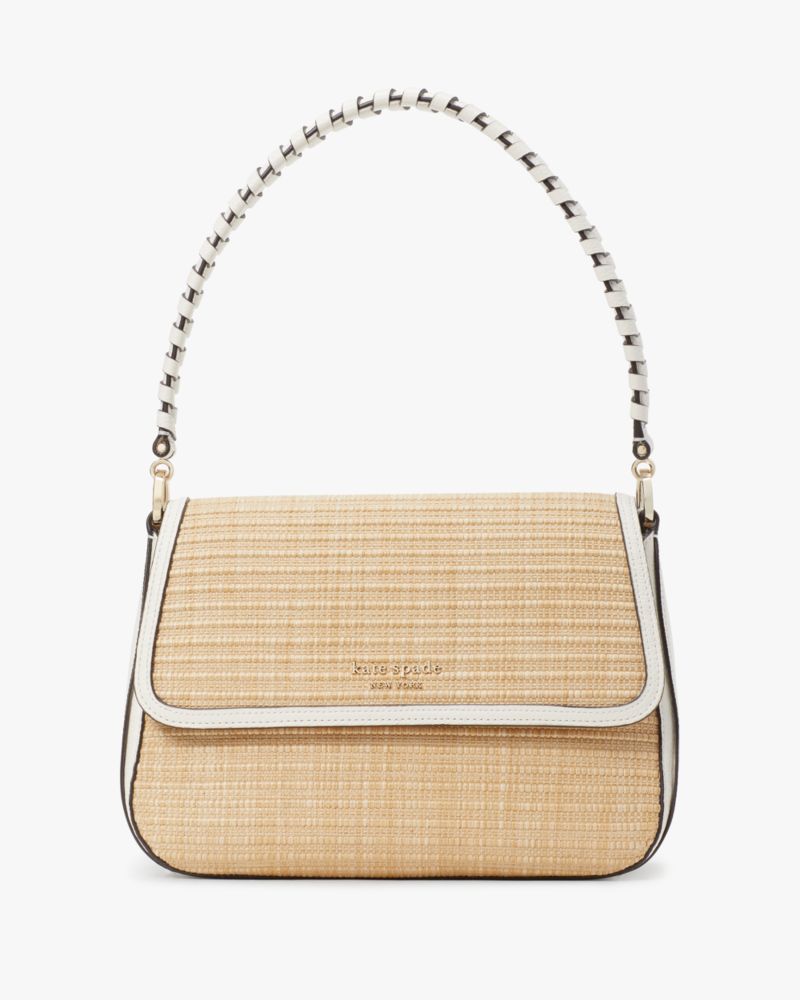 Kate Spade Hudson Woven Straw Medium Convertible Flap Shoulder Bag (Cream  Multi) Handbags - ShopStyle