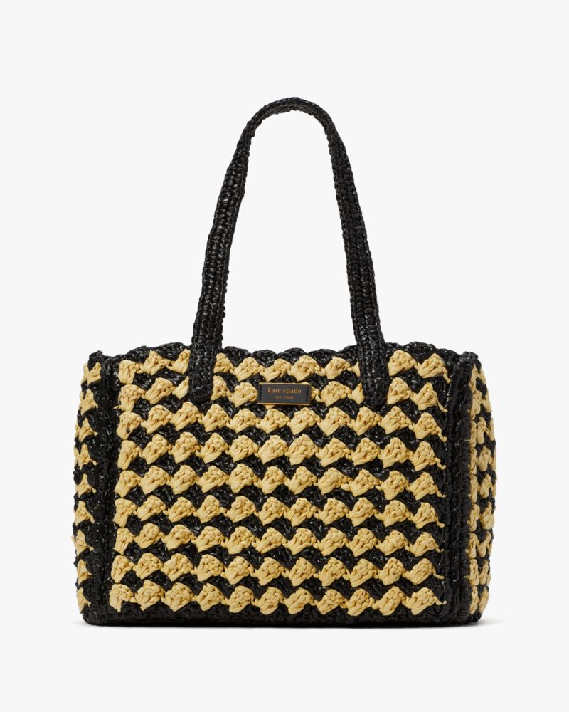 Prada Medium Leather-trimmed Raffia Tote in White