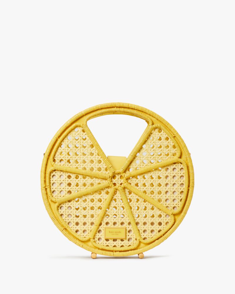 Kate Spade Lemon Drop Raffia Top-handle Bag In Dandelion Yellow