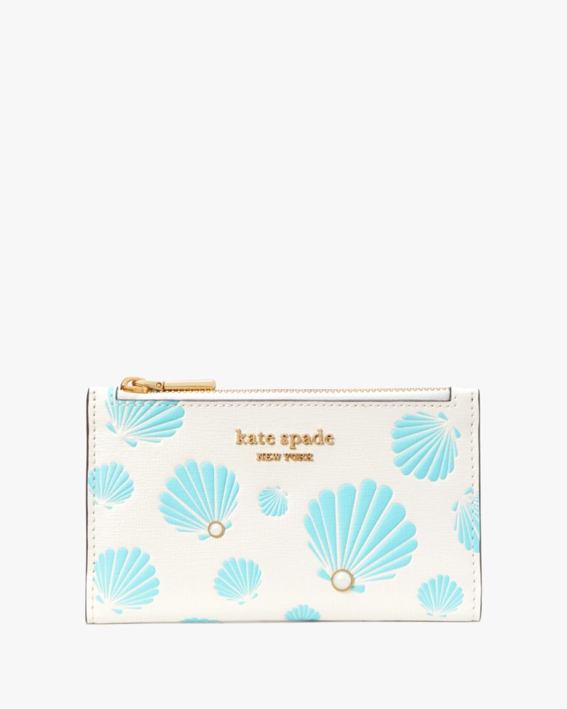 Kate Spade Morgan Seashell Embossed Small Slim Bifold Wallet