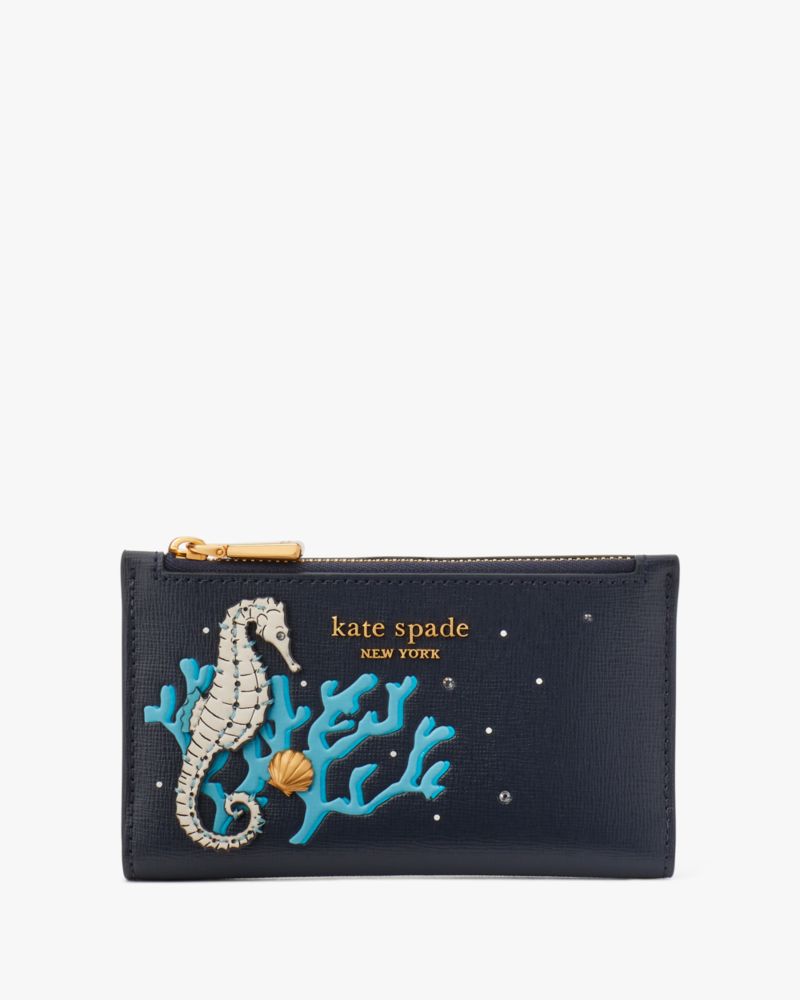 Kate Spade What The Shell Embellished Small Slim Bifold Wallet