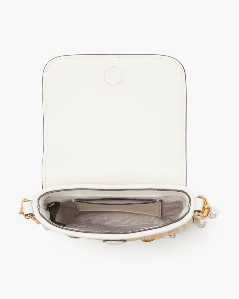 Steffie Embellished Straw North South Phone Crossbody