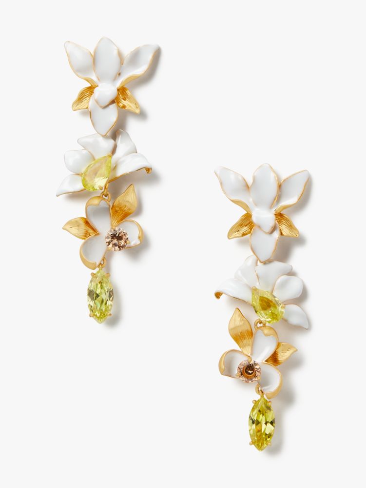 Kate Spade Floral Frenzy Neutral Statement Earrings