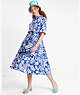 Tropical Foliage Montauk Dress, Blueberry/Cream, ProductTile