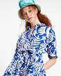 Tropical Foliage Montauk Dress, Blueberry/Cream, Product