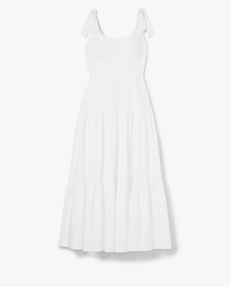Kate Spade Poplin Tiered Maxi Dress In White