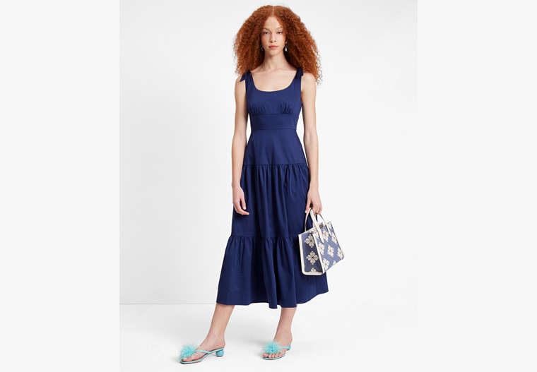 Kate Spade,Poplin Tiered Maxi Dress,Cocktail,French Navy