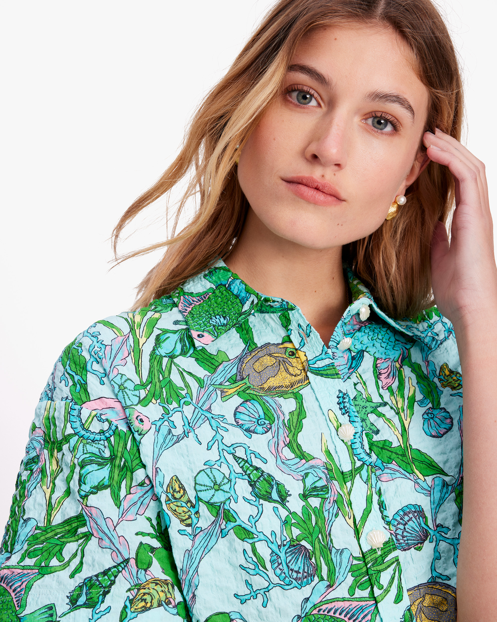 Kate Spade Under The Sea Collared Top
