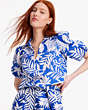 Tropical Foliage Puff Sleeve Top, , Product