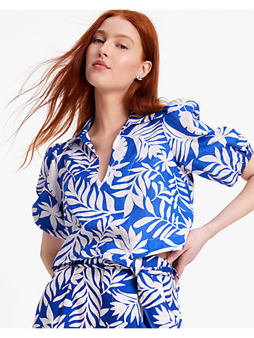 Tropical Foliage Puff Sleeve Top, , rr_productgrid