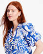 Tropical Foliage Puff Sleeve Top, , Product