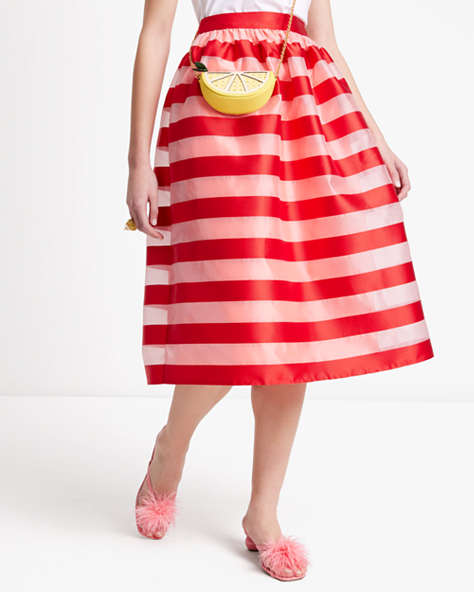 Kate Spade,Awning Stripe Organza Midi Skirt,Sea Star/Ladybug