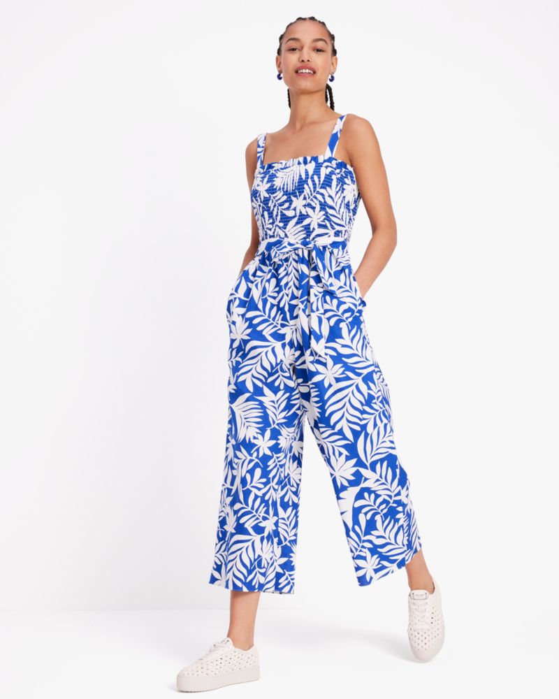 Tropical Foliage Smocked Jumpsuit | Kate Spade New York