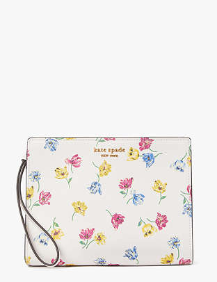 Morgan Tulip Toss Gusseted Wristlet, Cream Multi, Product image number 0