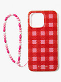 Sam Icon Glitter Gingham iPhone 14 Pro Max Wristlet Case, , s7productThumbnail