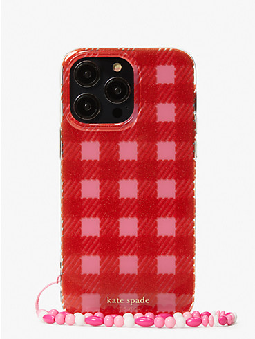 Sam Icon Glitter Gingham iPhone 14 Pro Max Wristlet Case, , rr_productgrid