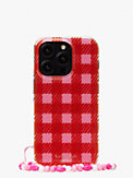 Sam Icon Glitter Gingham iPhone 14 Pro Wristlet Case, , s7productThumbnail