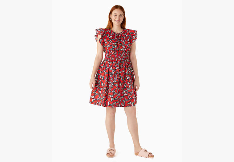 Kate Spade,Butterfly Print Blake Dress,Cotton Blend,Heirloom Tomato image number 0